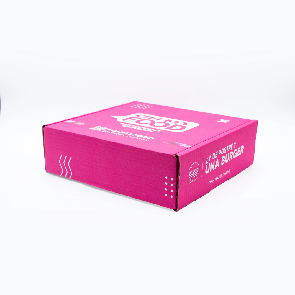 Cuadrada alta rosa a fondo completo con el logo en blanco