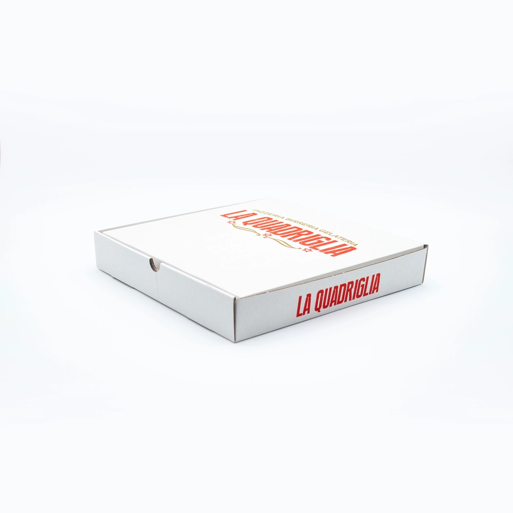 Cuadrada blanca con el logo en rojo