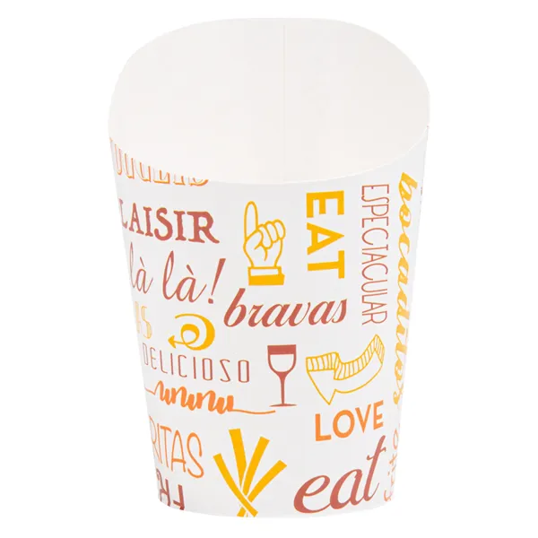 Vasos de cartón blanco abiertos para fritos "PAROLE"