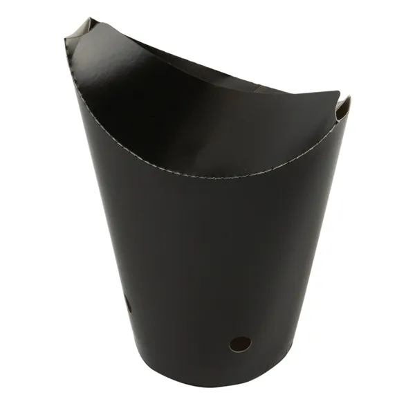 Vasos de cartoncillo negro con cierre para patatas fritas