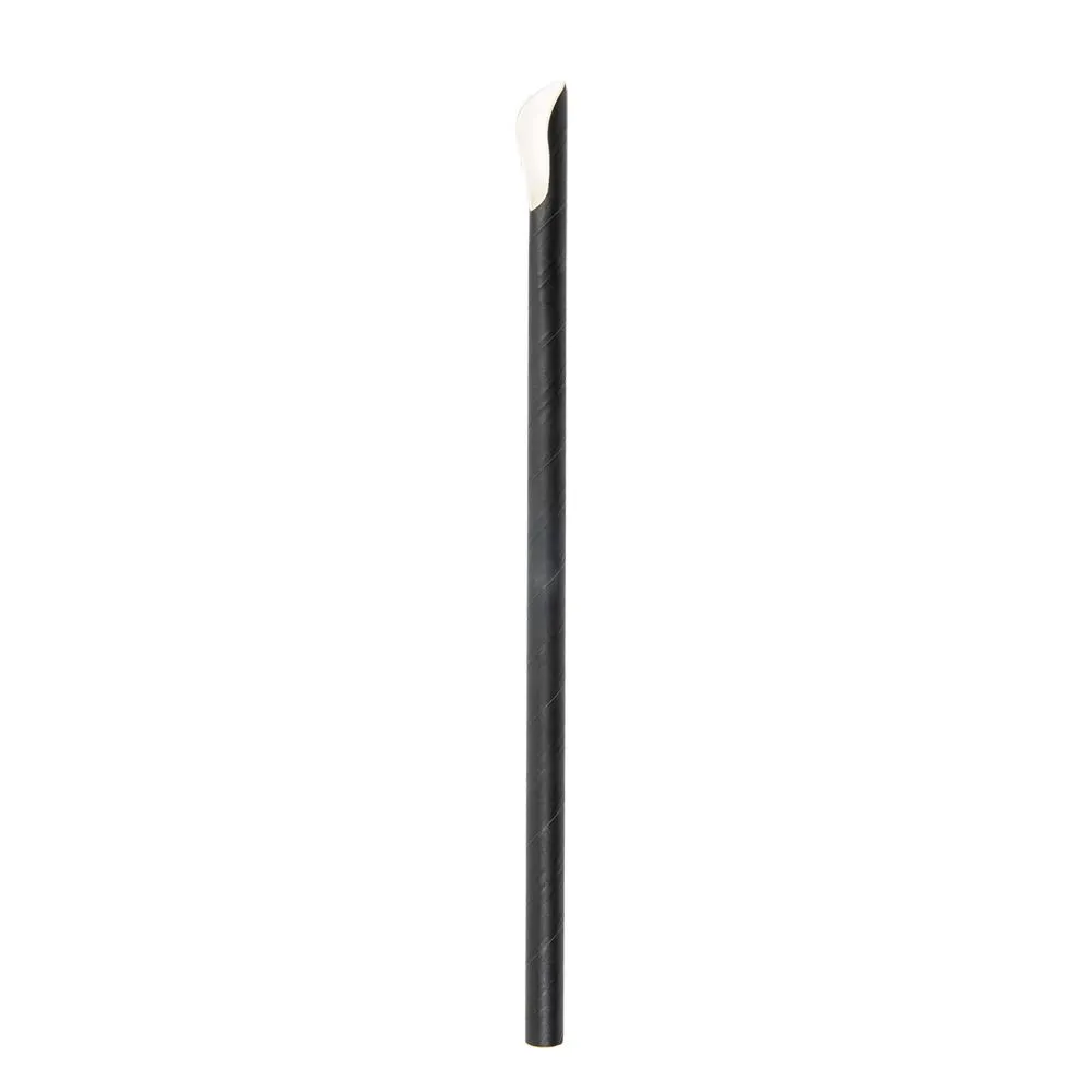 Pajitas con cuchara enfundadas blanco ø0,8x21 cm negro papel