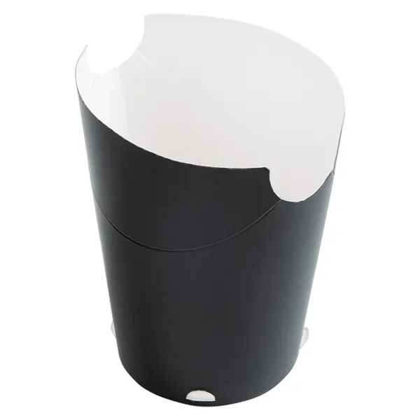 Vasos de cartoncillo negro con cierre para patatas fritas