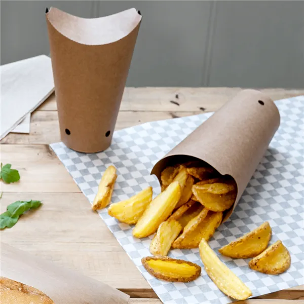 Vasos de cartón kraft con cierre para patatas fritas