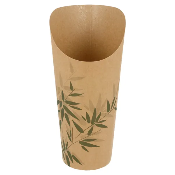Vasos de cartón kraft abiertos para fritos "FEEL GREEN"