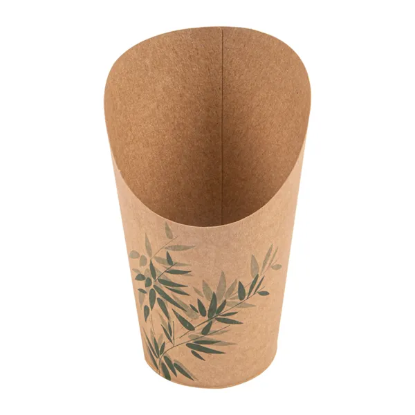 Vasos de cartón kraft abiertos para fritos "FEEL GREEN"