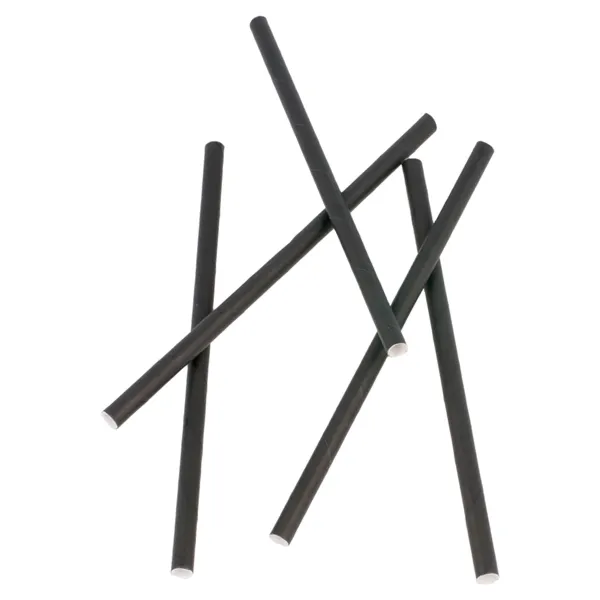 Pajitas de papel negro rectas
