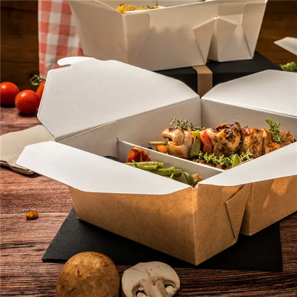Cajas americanas de 2 compartimentos cartón kraft
