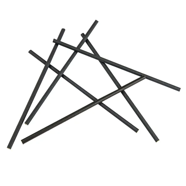 Pajitas de papel negro rectas