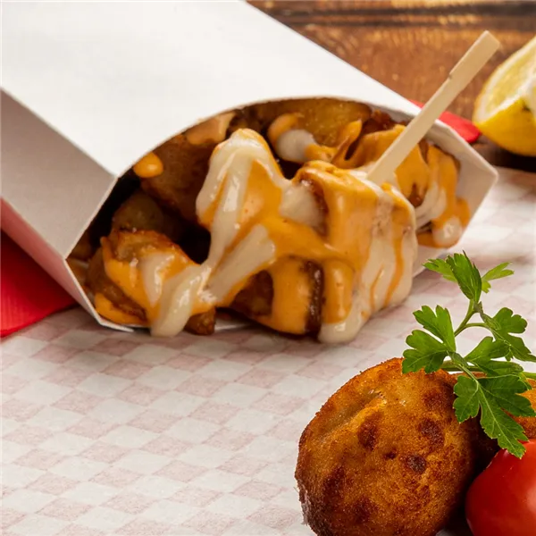Cajetilla para patatas fritas cartón blanco "THEPACK"