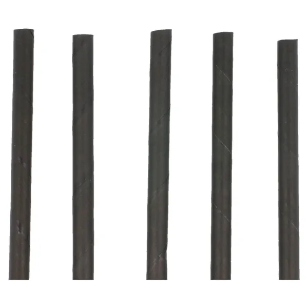 Pajitas de papel negro rectas