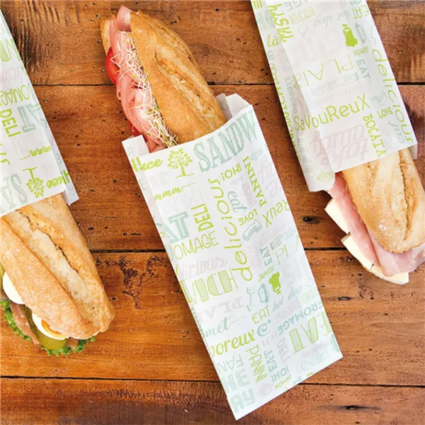 Bolsa para sándwiches papel blanco diseño verde "PAROLE"