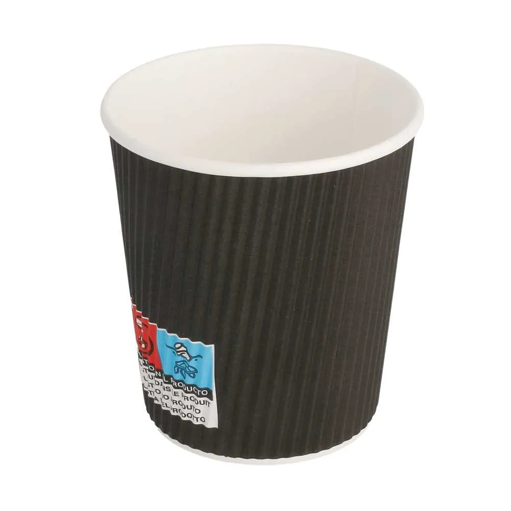 Vasos de cartón negro para café doble revestimiento