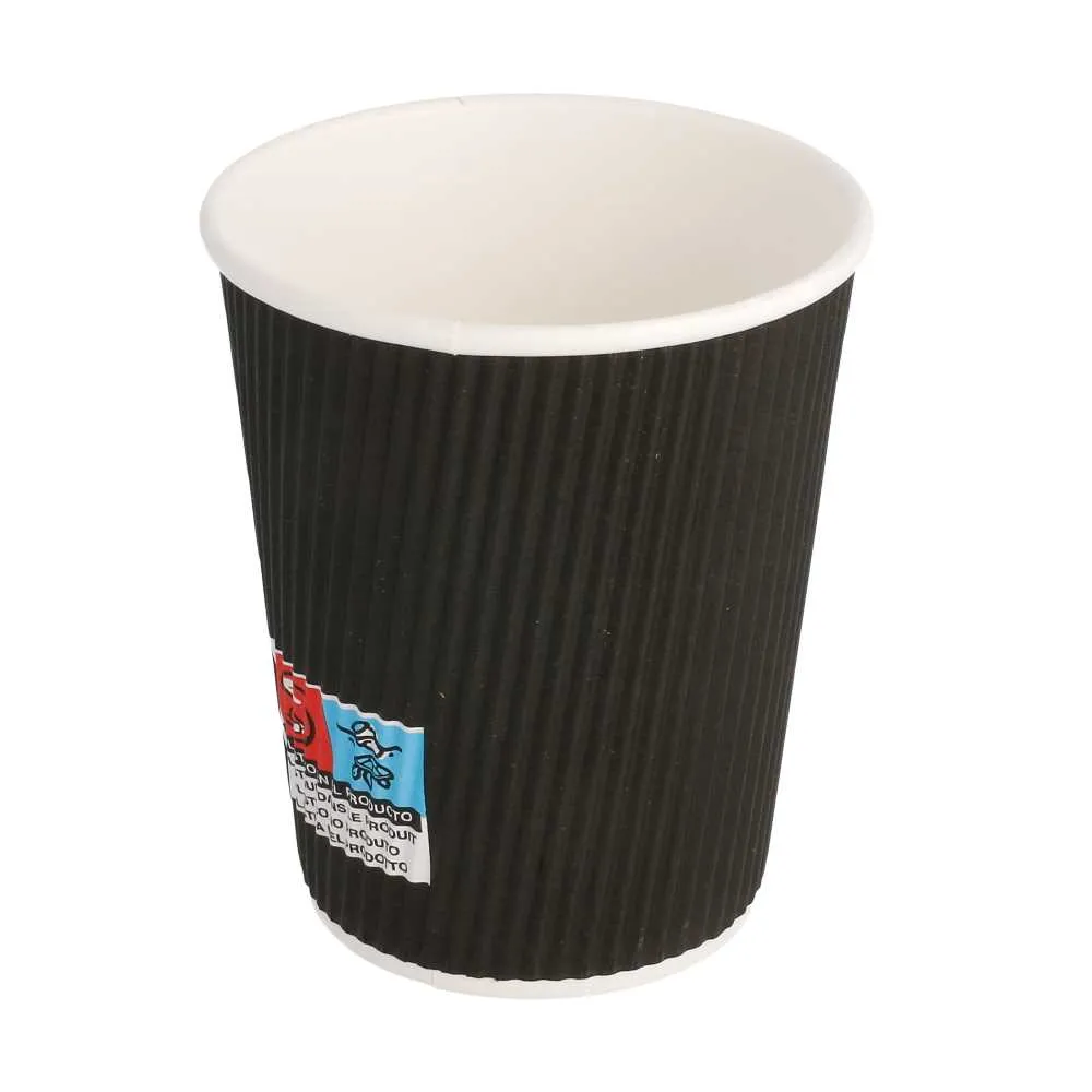 Vasos de cartón negro para café doble revestimiento