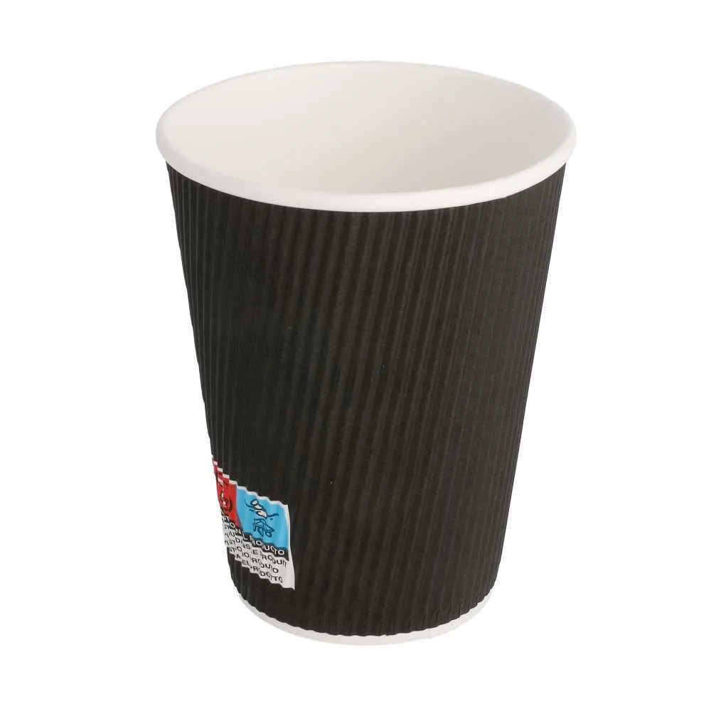 Vasos de cartón negro para café doble revestimiento
