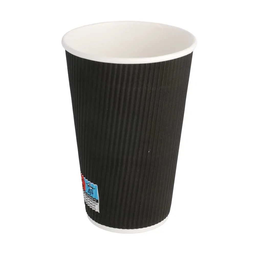Vasos de cartón negro para café doble revestimiento