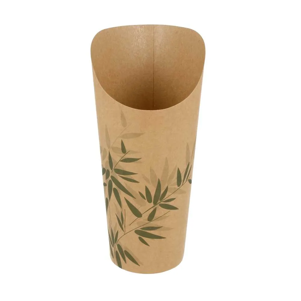 Vasos de cartón kraft abiertos para fritos "FEEL GREEN"