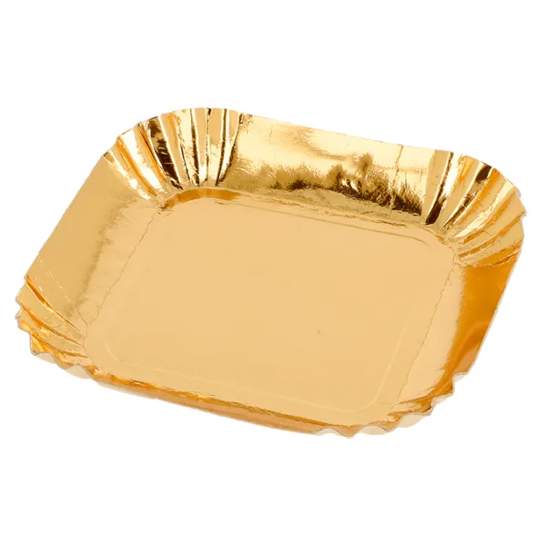 Mini bandejas de cartón color Oro