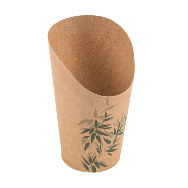 Vasos de cartón kraft abiertos para fritos "FEEL GREEN"
