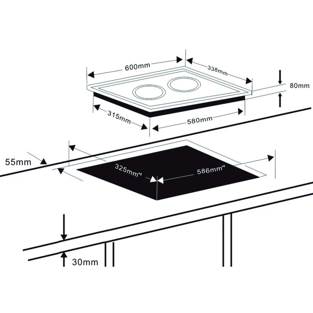 Placa Induccion Horizontalontal Doble 3500 W