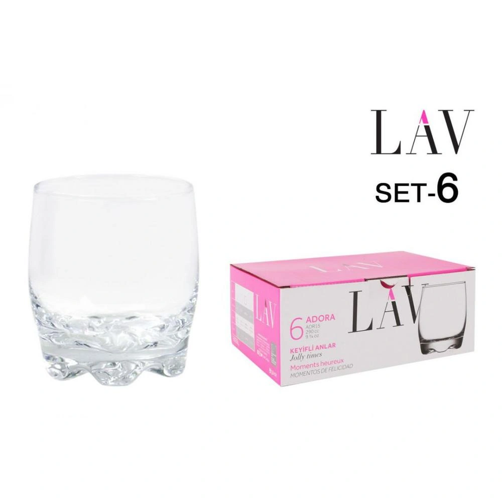 Set 6 Vasos Agua 290Cc Adora Vidrio
