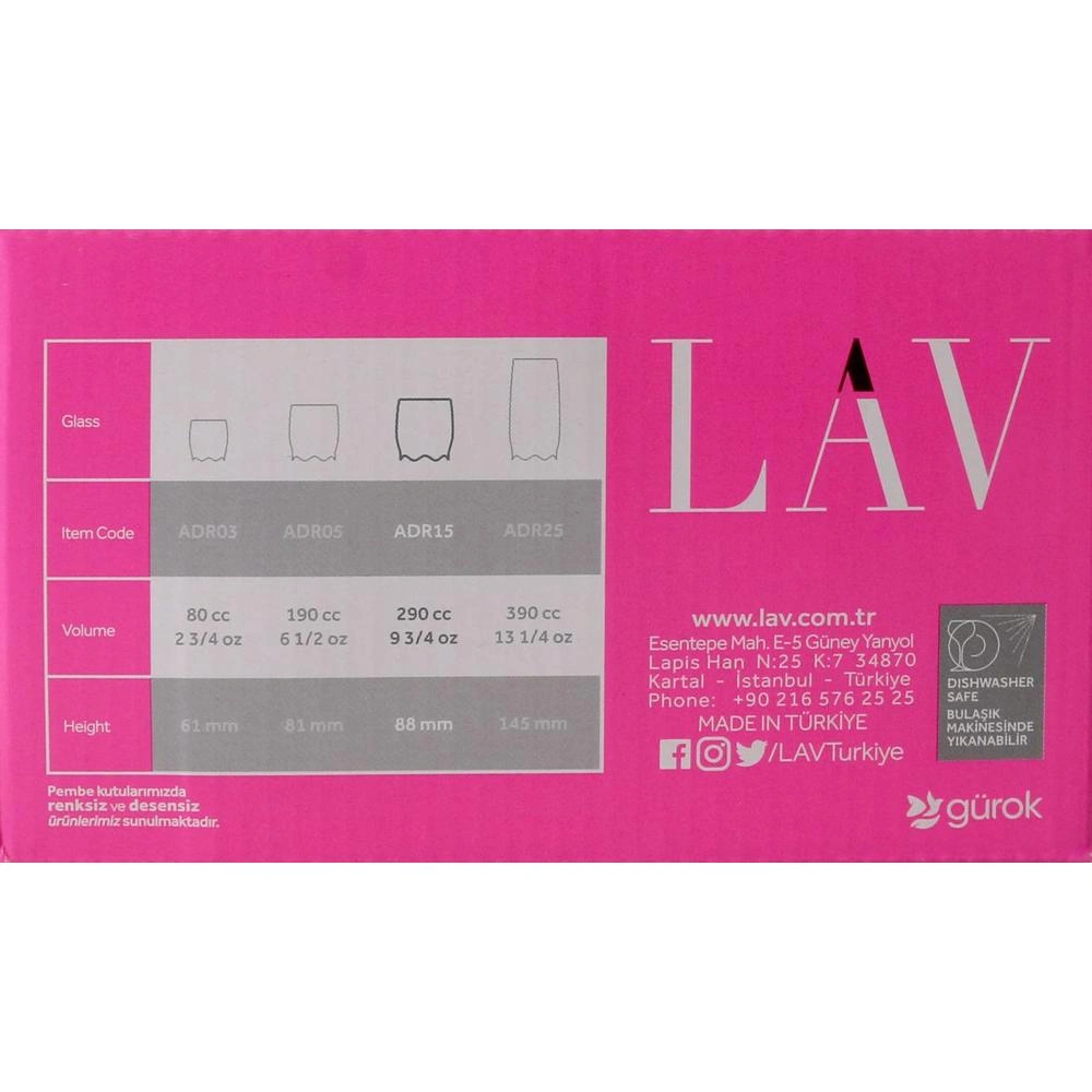 Set 6 Vasos Agua 290Cc Adora Vidrio
