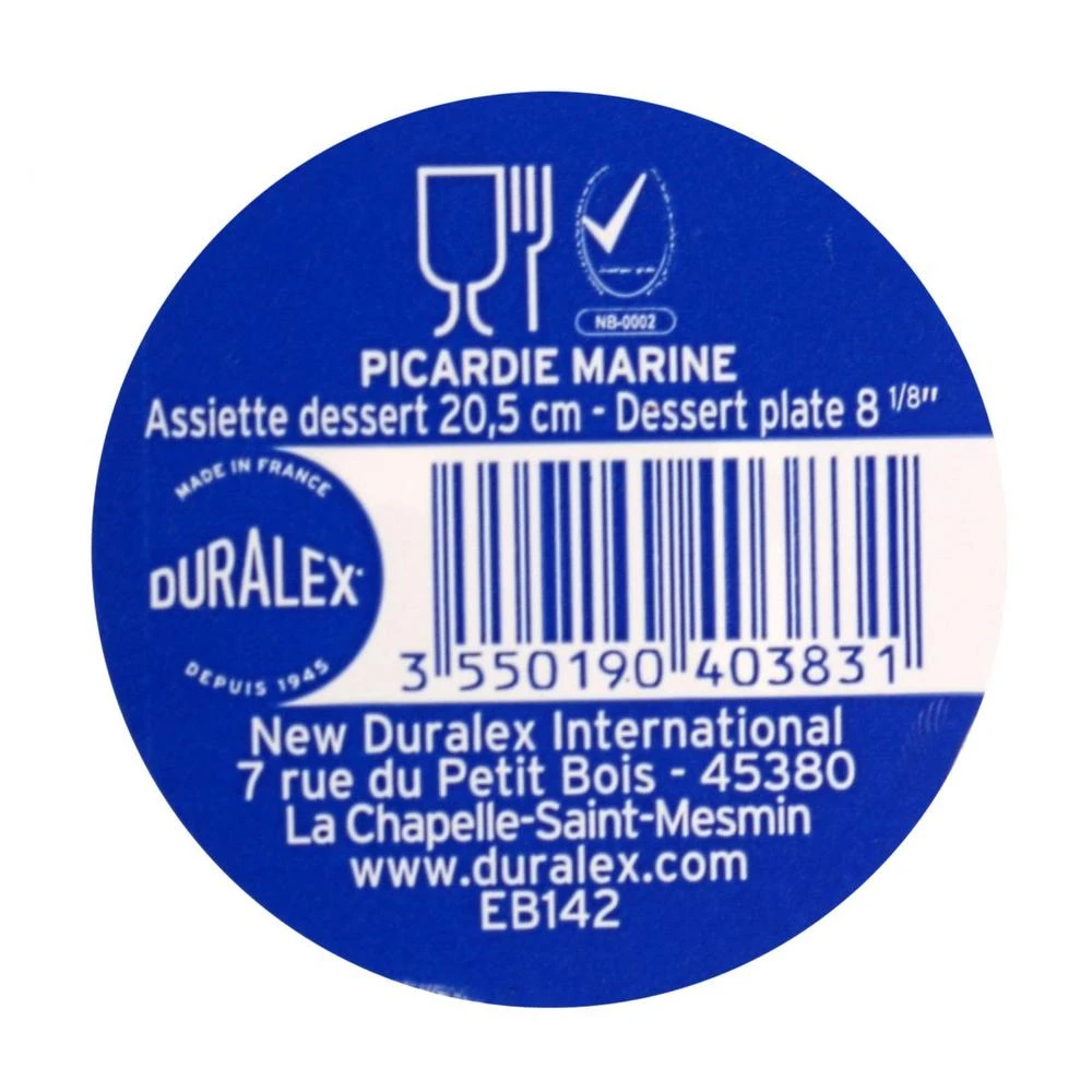 Plato Postre 205Cm Marine Picardie Duralex